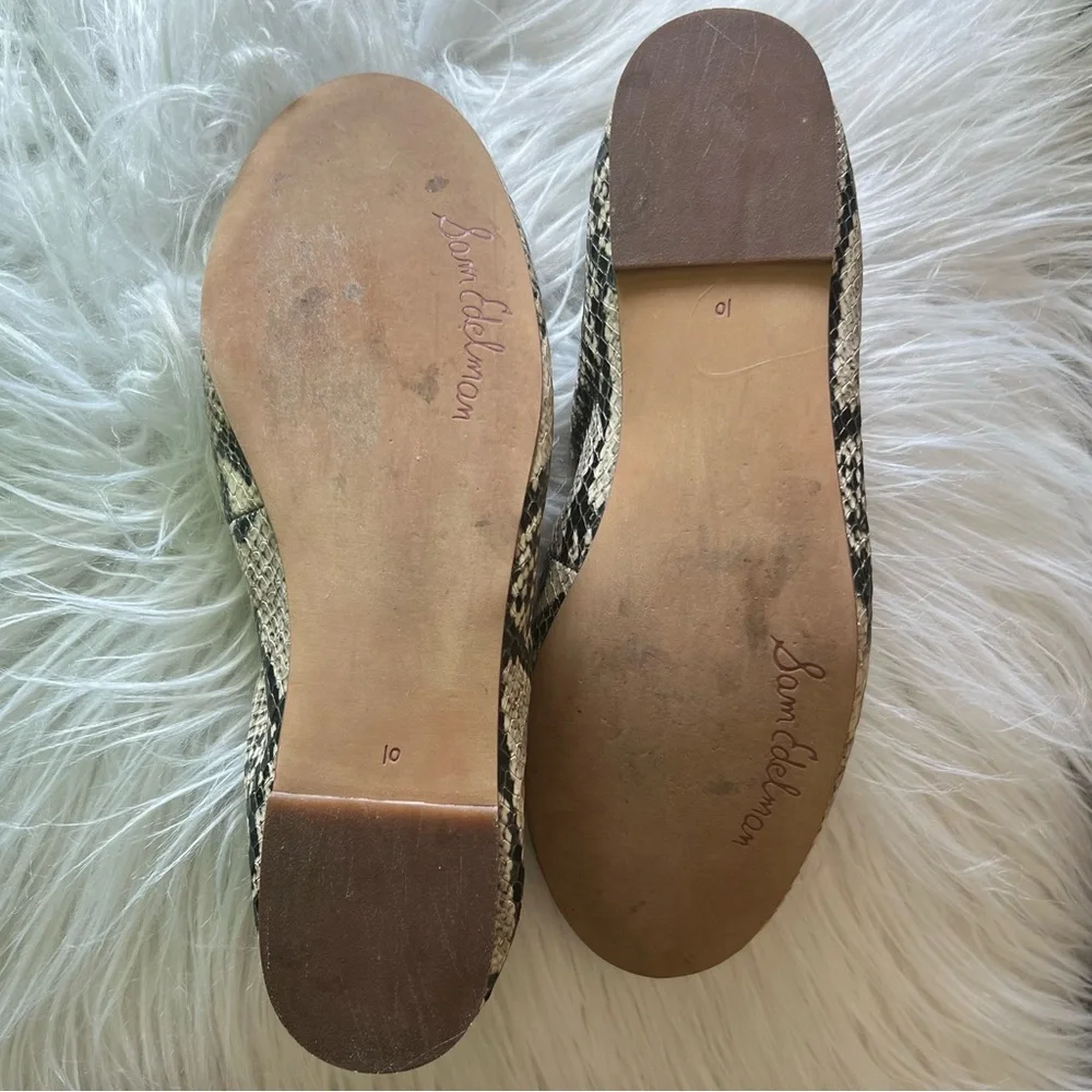 Sam Edelman Snake Print Ballet Flats in Black and Cream